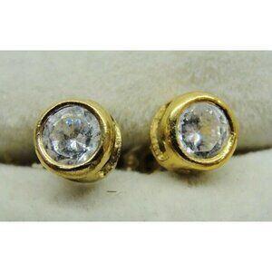 VTG 925 Gold Plated Sterling Silver Rhinestone Post Earrings